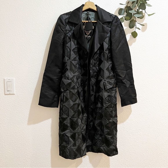 Biya by Johnny Was- NWT Black/Green Trench Coat S